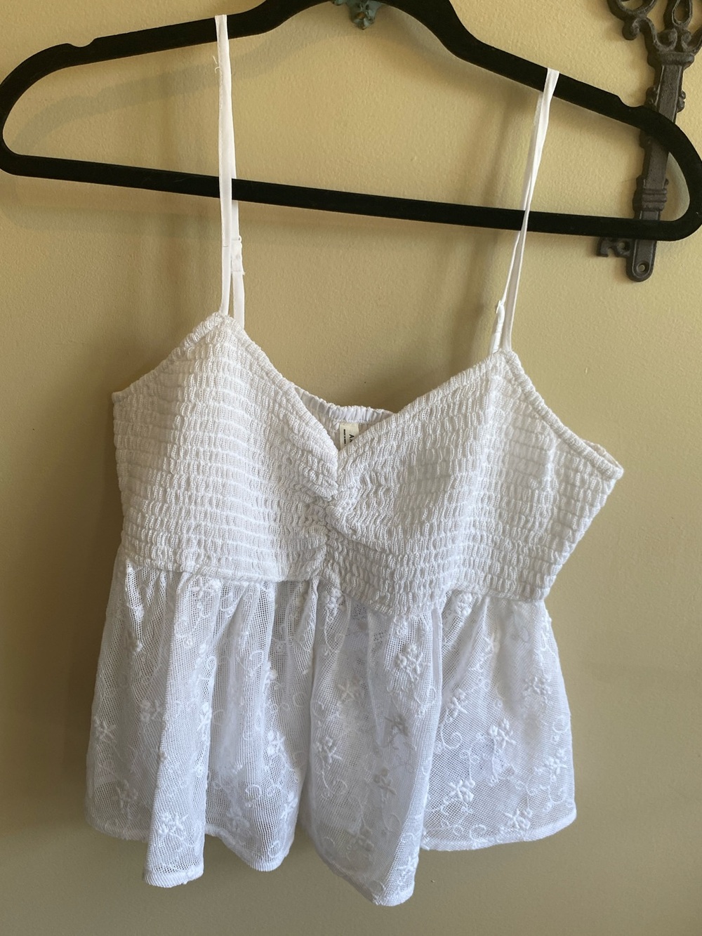 American Eagle Outfitters White Lace Smocked Cami